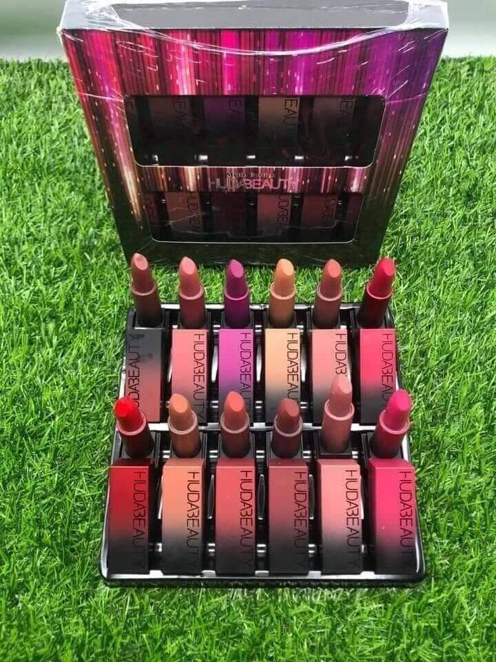 Huda Beauty 12 Matte Shades Lipstick Box Complete Lipsticks Shades Set